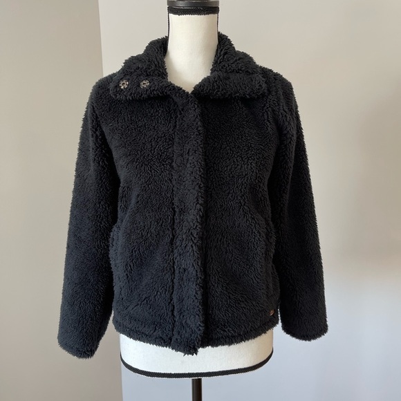 Billabong cozy days black sherpa jacket in a size large - Picture 1 of 15